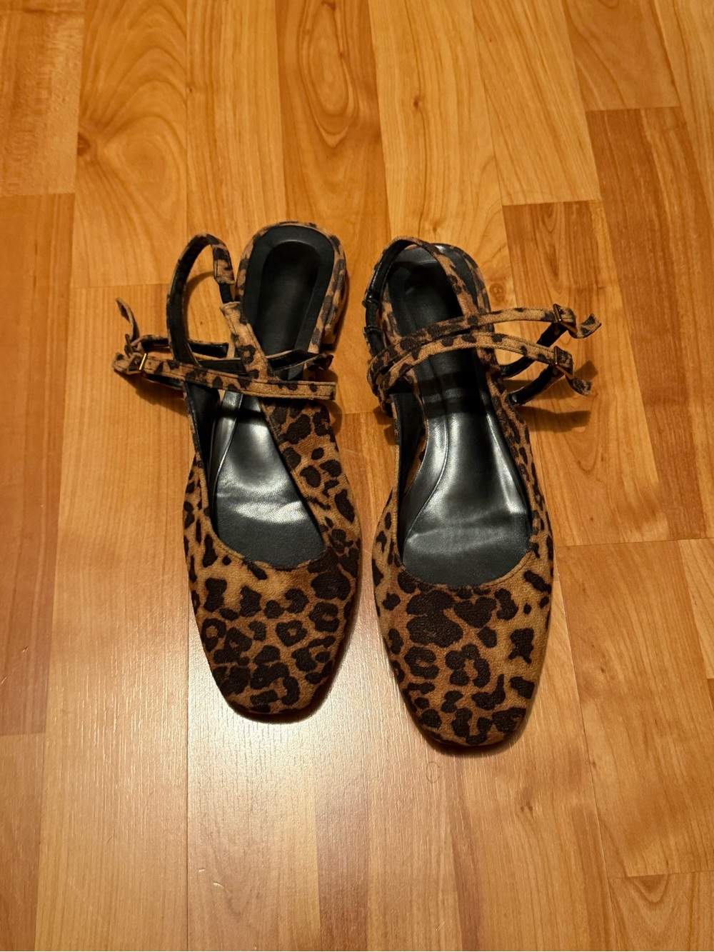 Cider Leopard Print Ankle Strap Flats in Brown and Black